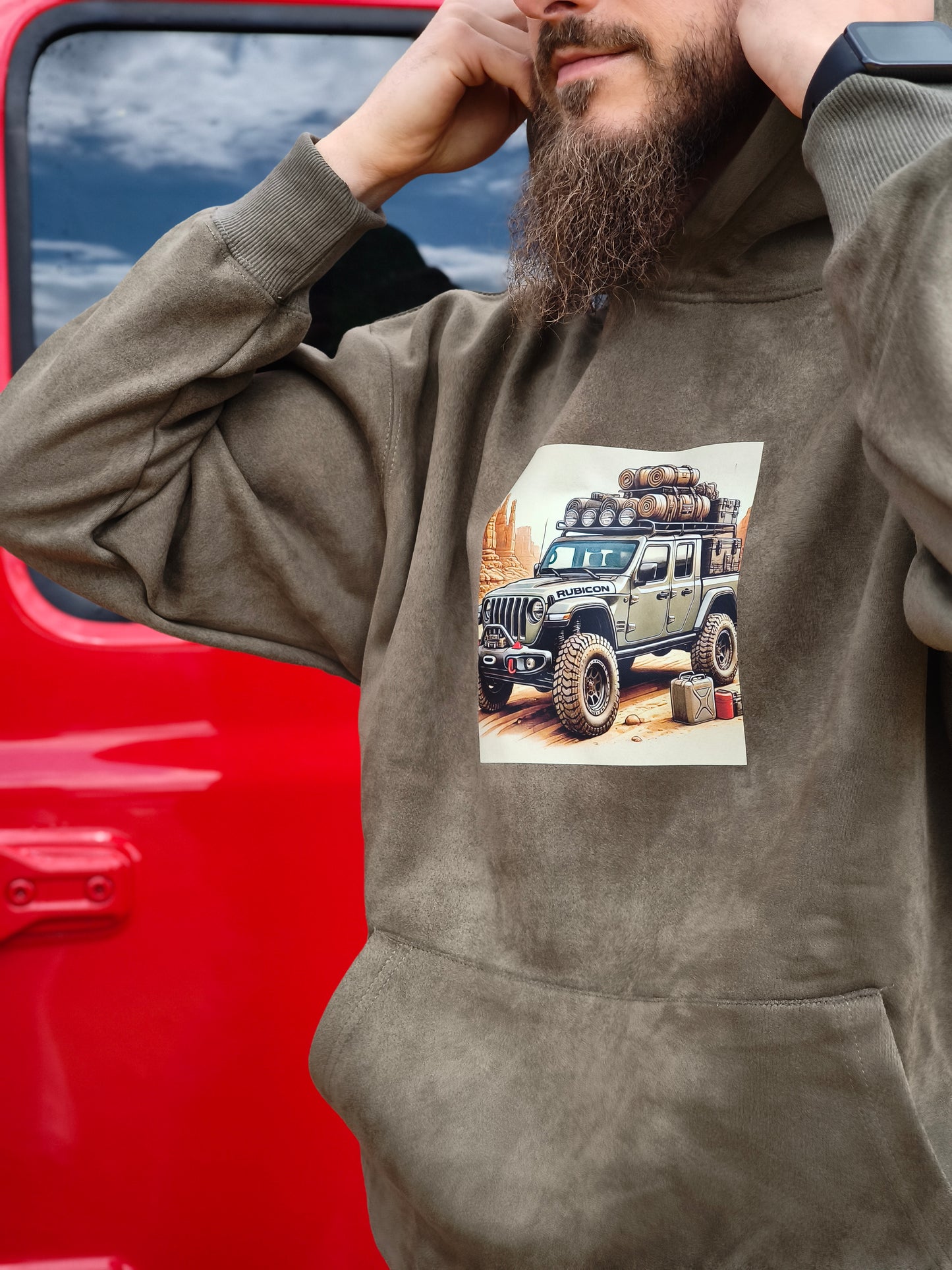 Bluza z kapturem i kieszenią - wyprawowy Jeep Gladiator JT zielony