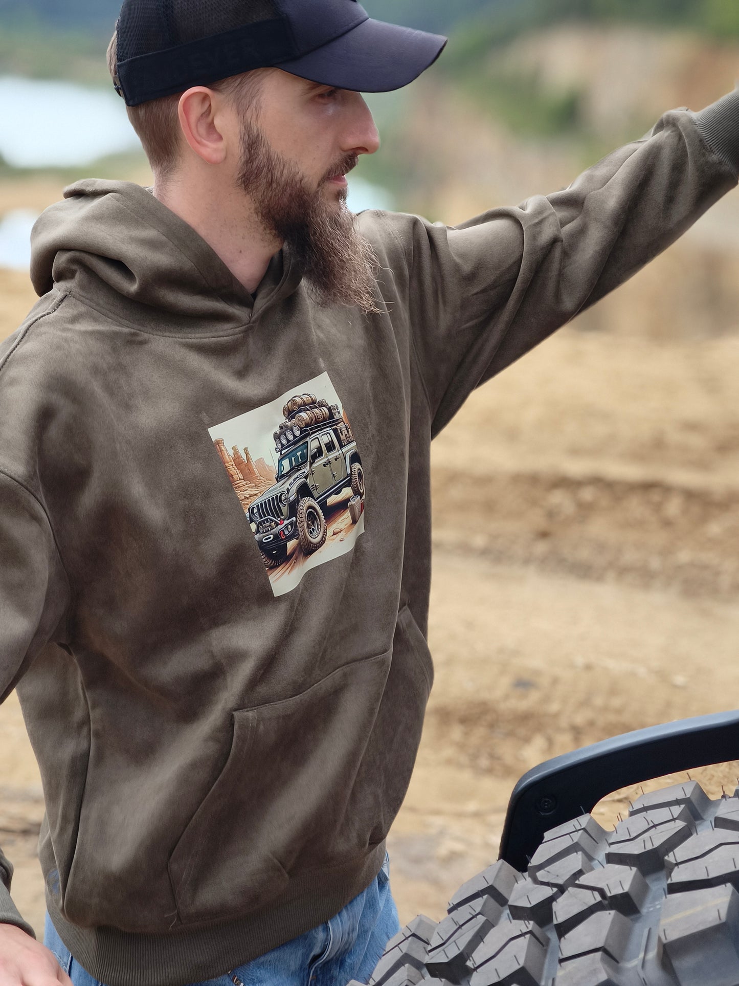 Bluza z kapturem i kieszenią - wyprawowy Jeep Gladiator JT zielony
