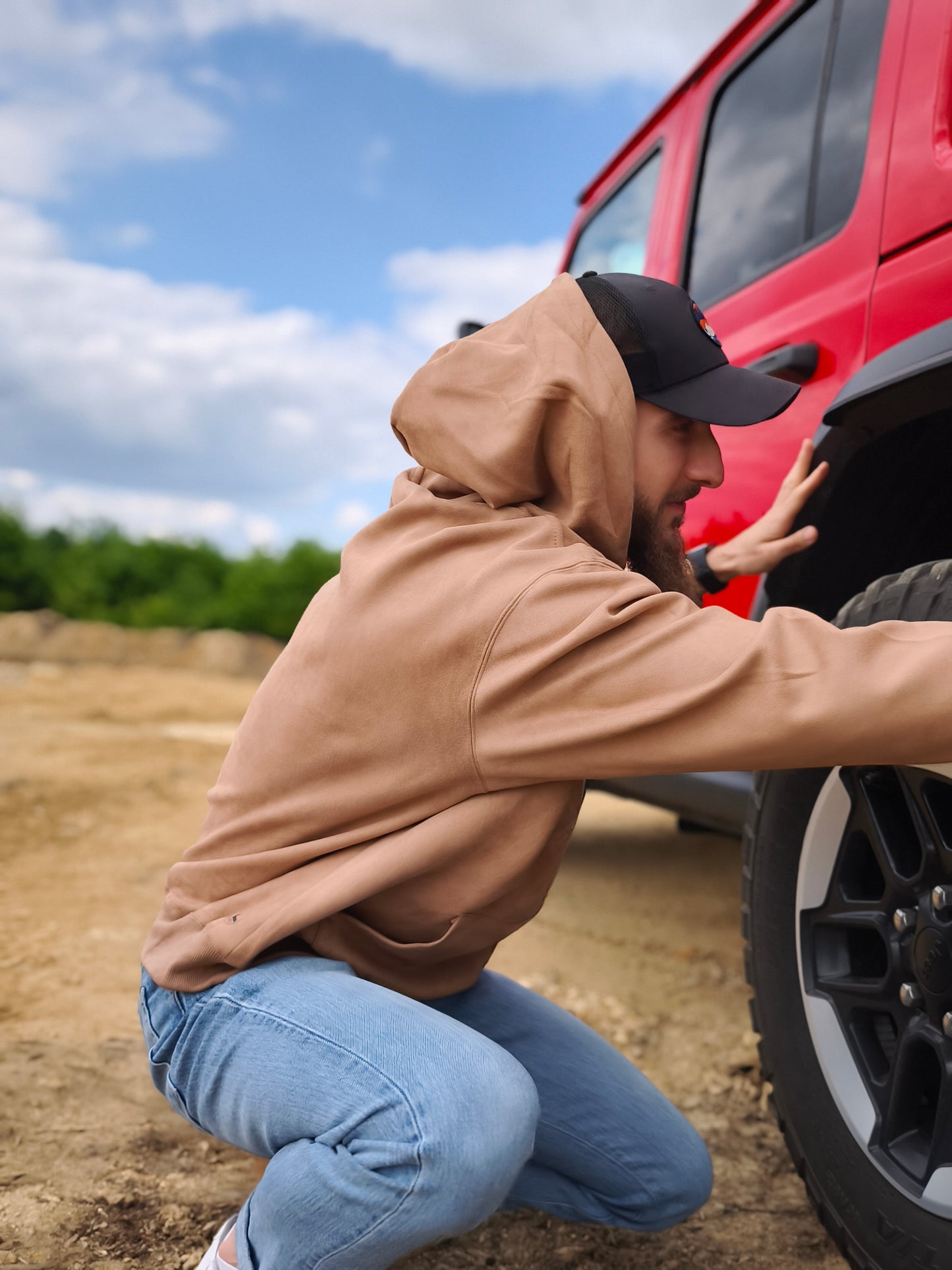 Bluza z kapturem i kieszenią - wyprawowy Jeep Wrangler JL - biały