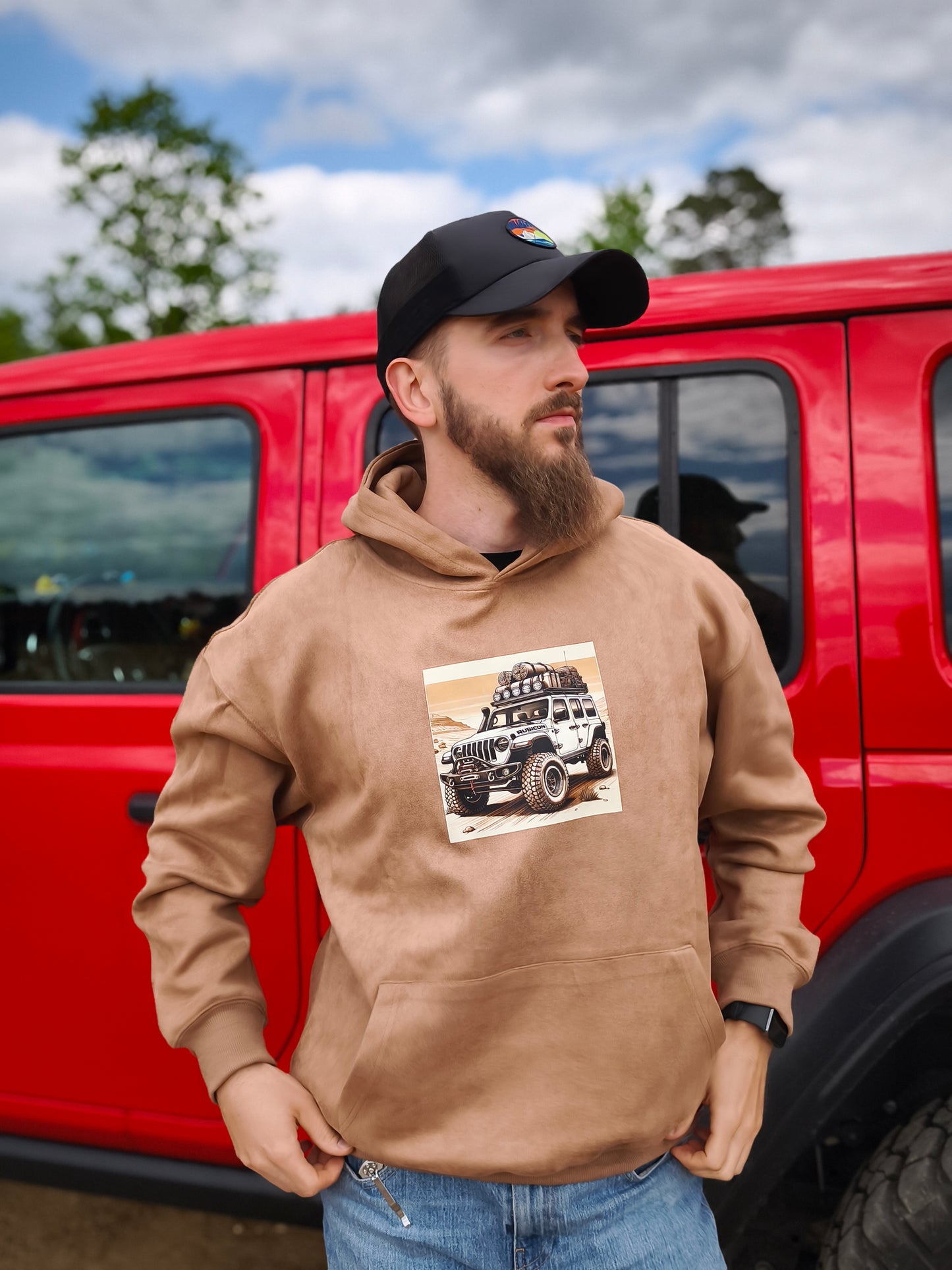 Bluza z kapturem i kieszenią - wyprawowy Jeep Wrangler JL - biały