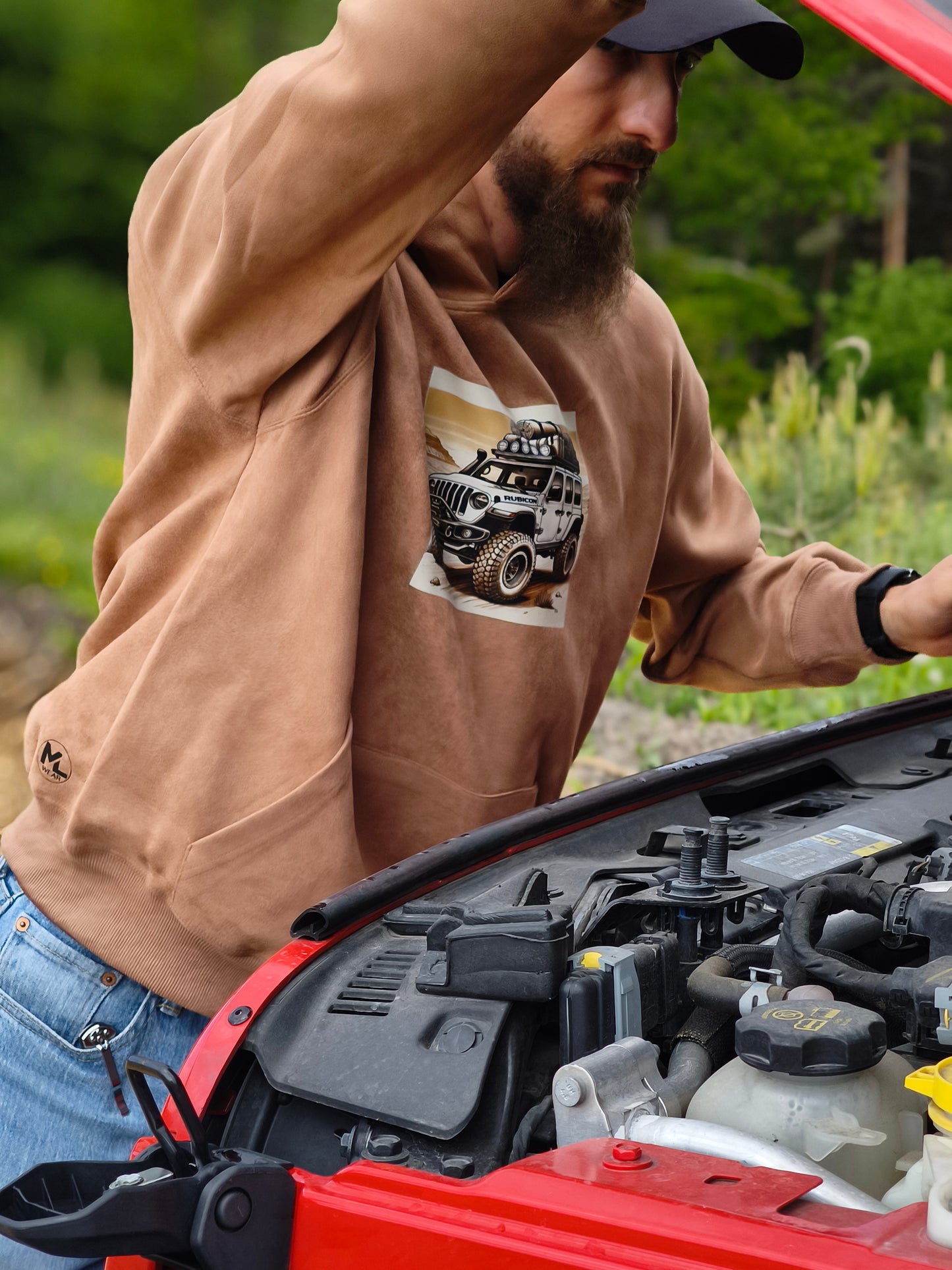 Bluza z kapturem i kieszenią - wyprawowy Jeep Wrangler JL - biały