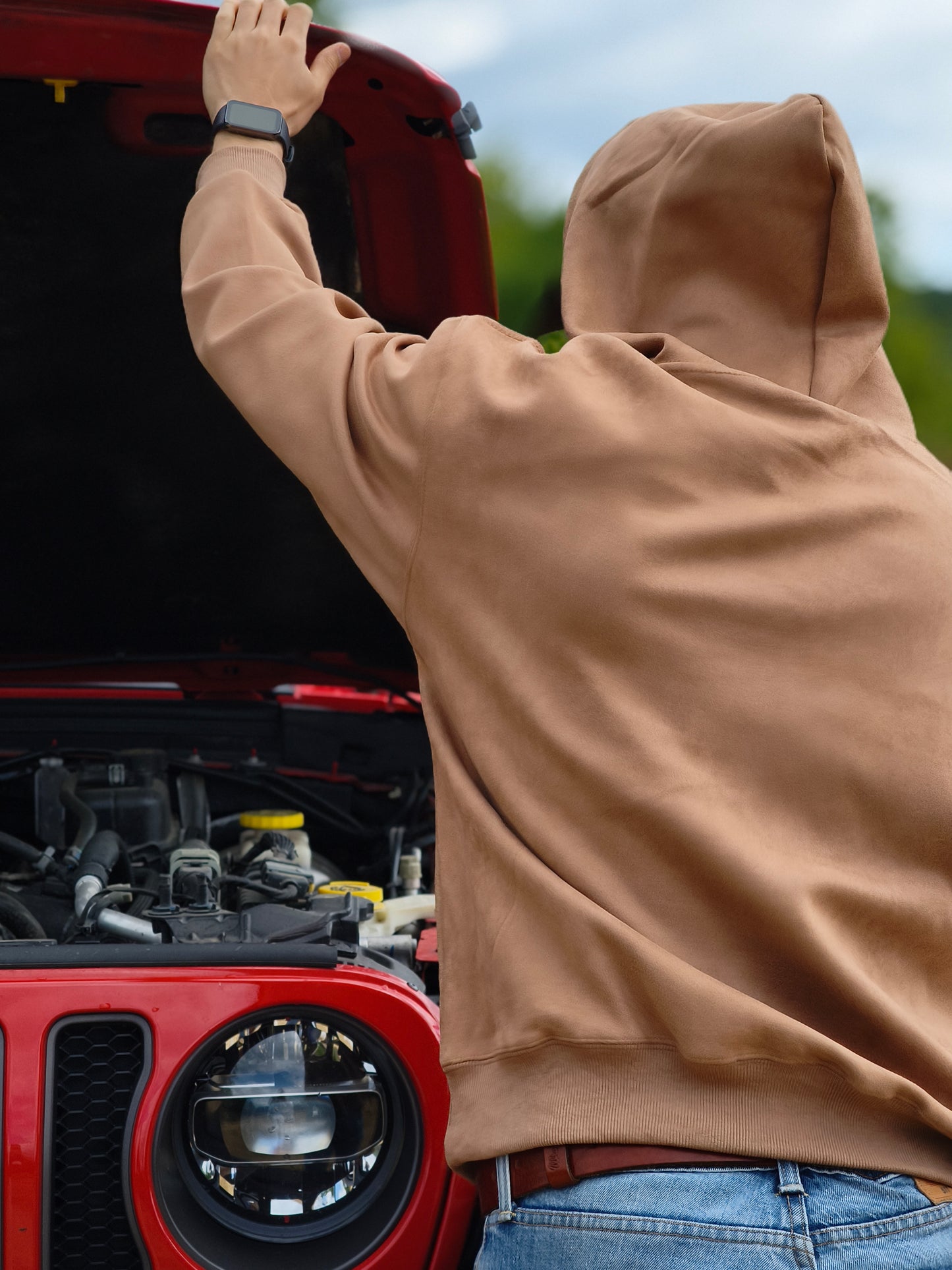 Bluza z kapturem i kieszenią - wyprawowy Jeep Wrangler JL - biały