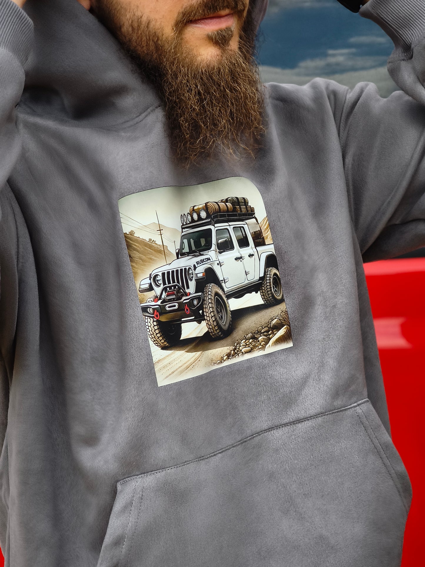 Bluza z kapturem i kieszenią - wyprawowy Jeep Gladiator JT biały