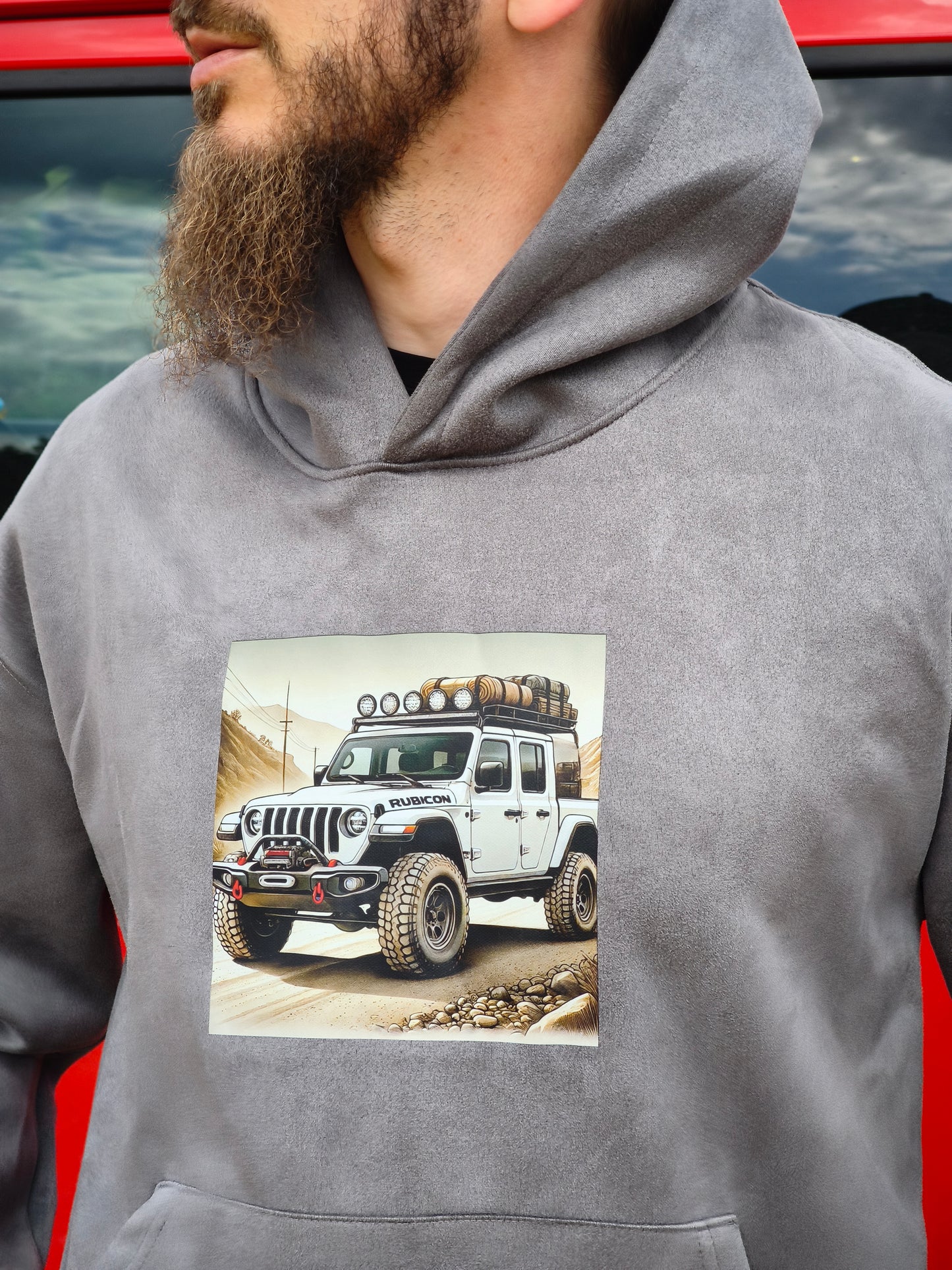 Bluza z kapturem i kieszenią - wyprawowy Jeep Gladiator JT biały