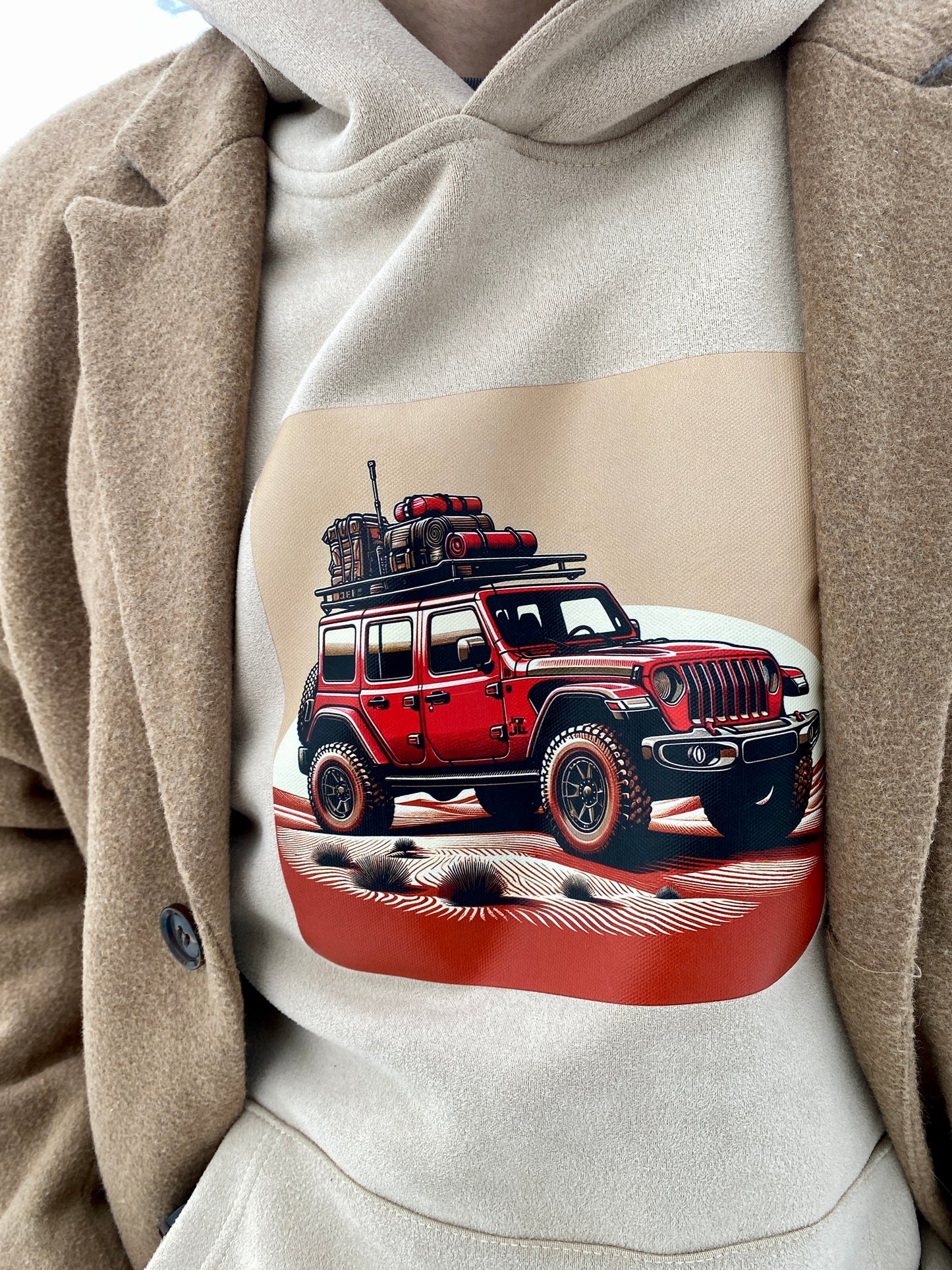 Bluza z kapturem i kieszenią - wyprawowy Jeep Wrangler JL czerwony
