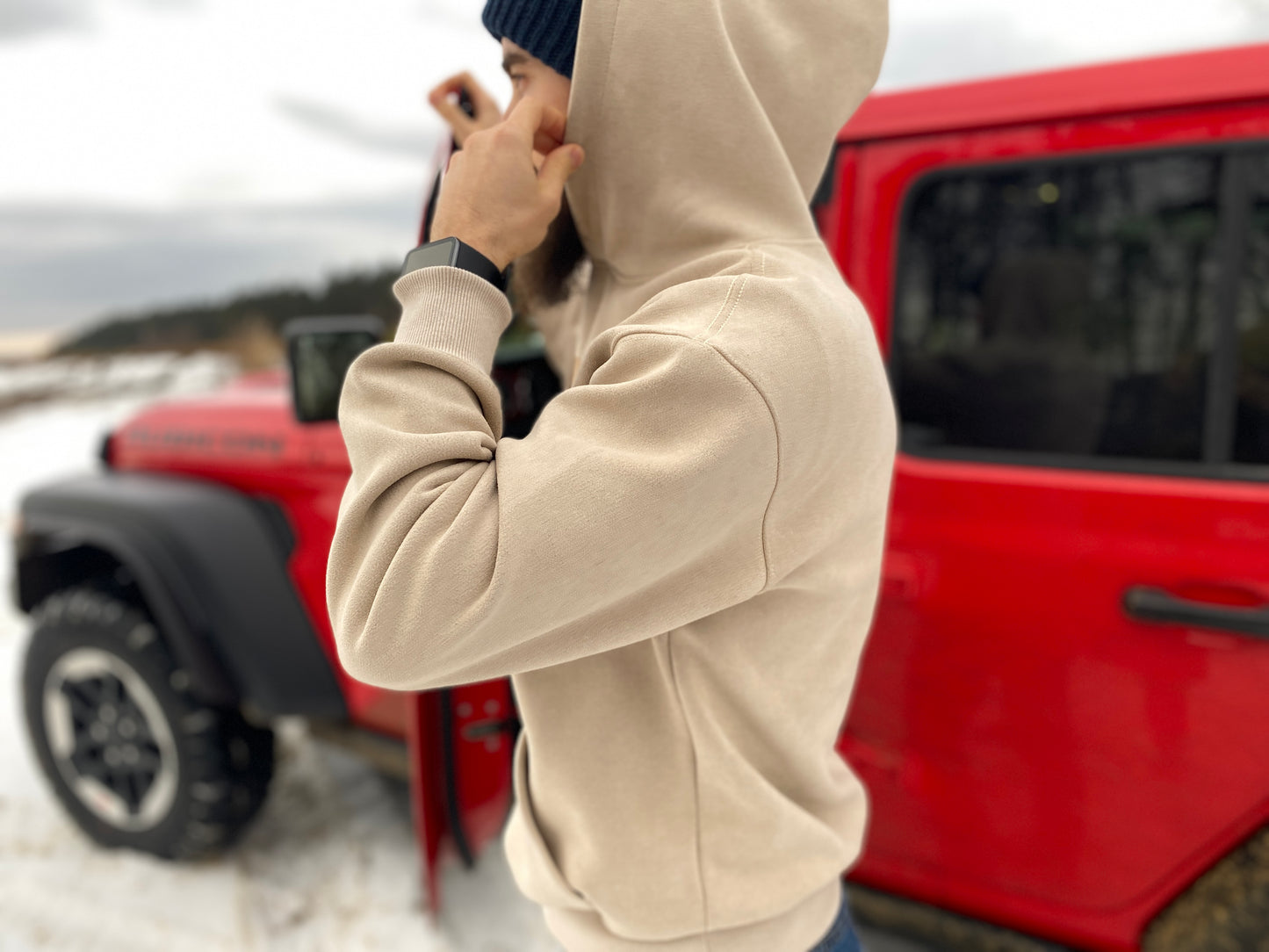 Bluza z kapturem i kieszenią - wyprawowy Jeep Wrangler JL czerwony