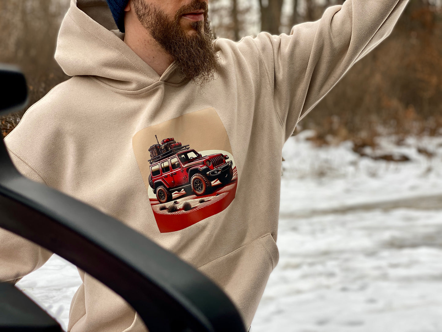 Bluza z kapturem i kieszenią - wyprawowy Jeep Wrangler JL czerwony