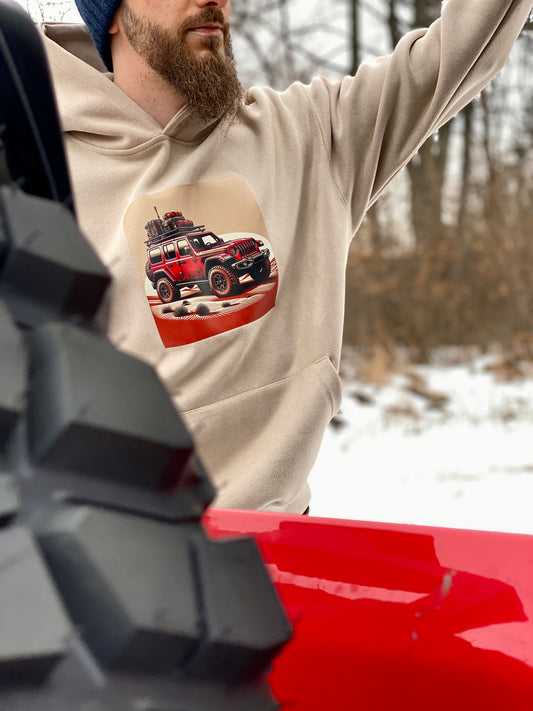 Bluza z kapturem i kieszenią - wyprawowy Jeep Wrangler JL czerwony