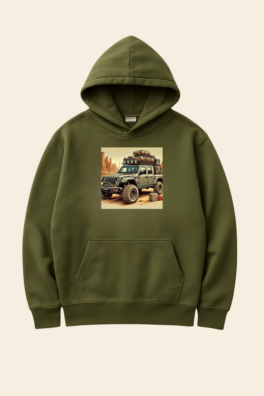 Bluza z kapturem i kieszenią - wyprawowy Jeep Gladiator JT zielony